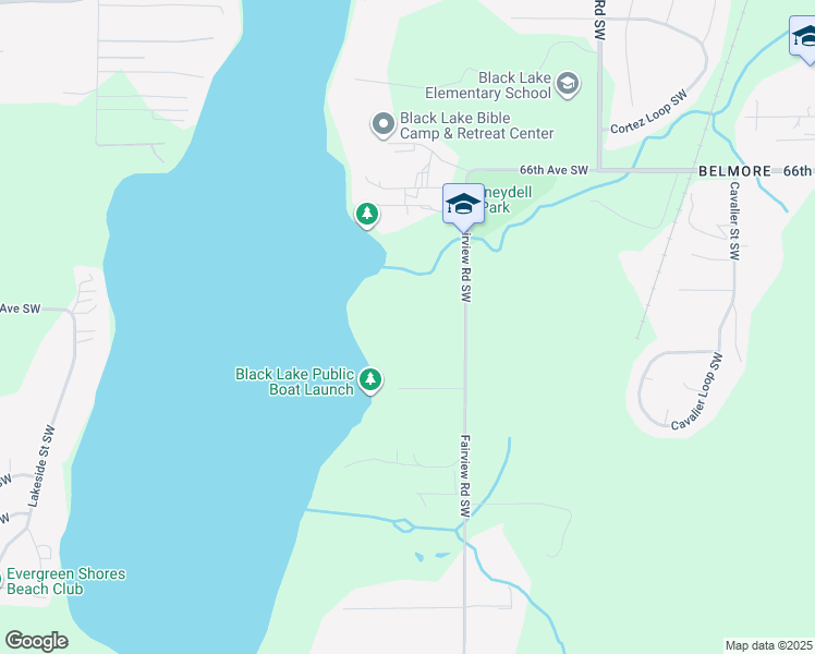 map of restaurants, bars, coffee shops, grocery stores, and more near 7043 Fairview Road Southwest in Olympia