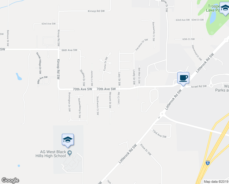 map of restaurants, bars, coffee shops, grocery stores, and more near 7022 Lazy Court Southwest in Olympia