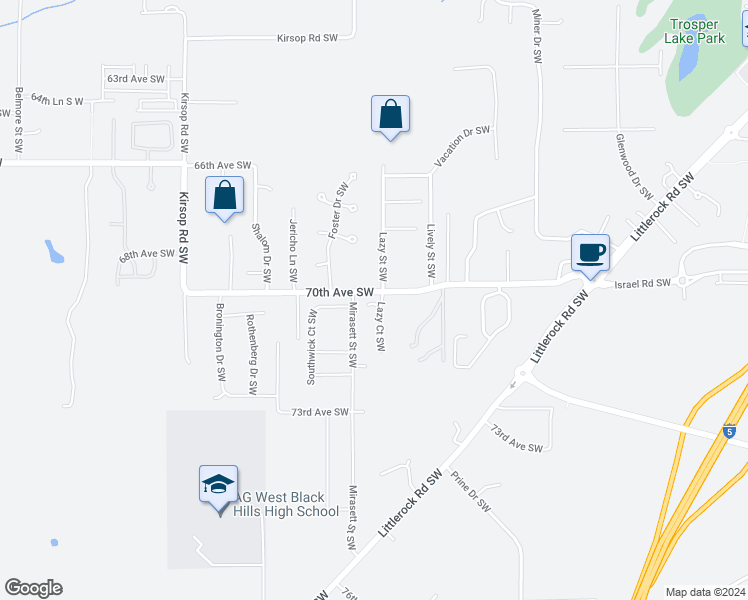 map of restaurants, bars, coffee shops, grocery stores, and more near 7001-7003 Lazy Court Southwest in Olympia