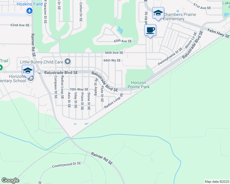 map of restaurants, bars, coffee shops, grocery stores, and more near 5501 Balustrade Boulevard Southeast in Lacey