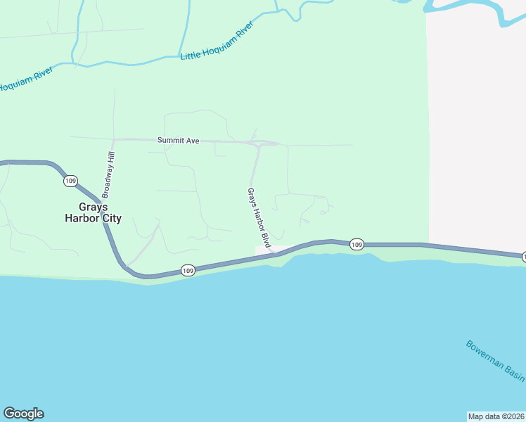 map of restaurants, bars, coffee shops, grocery stores, and more near 25 Grays Harbor Boulevard in Hoquiam
