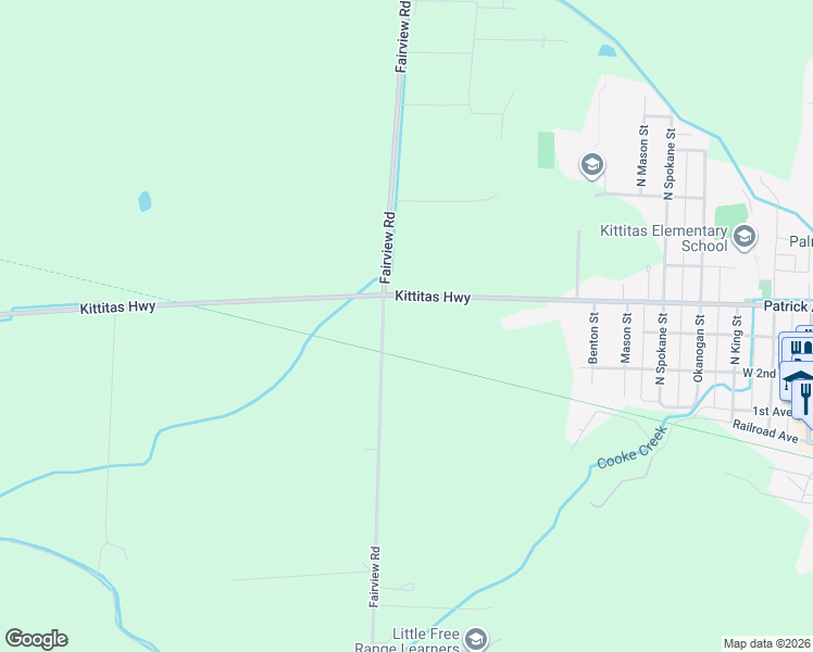 map of restaurants, bars, coffee shops, grocery stores, and more near 1540 Fairview Road in Ellensburg