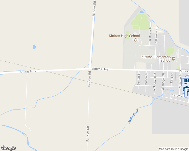 map of restaurants, bars, coffee shops, grocery stores, and more near 1540 Fairview Road in Ellensburg