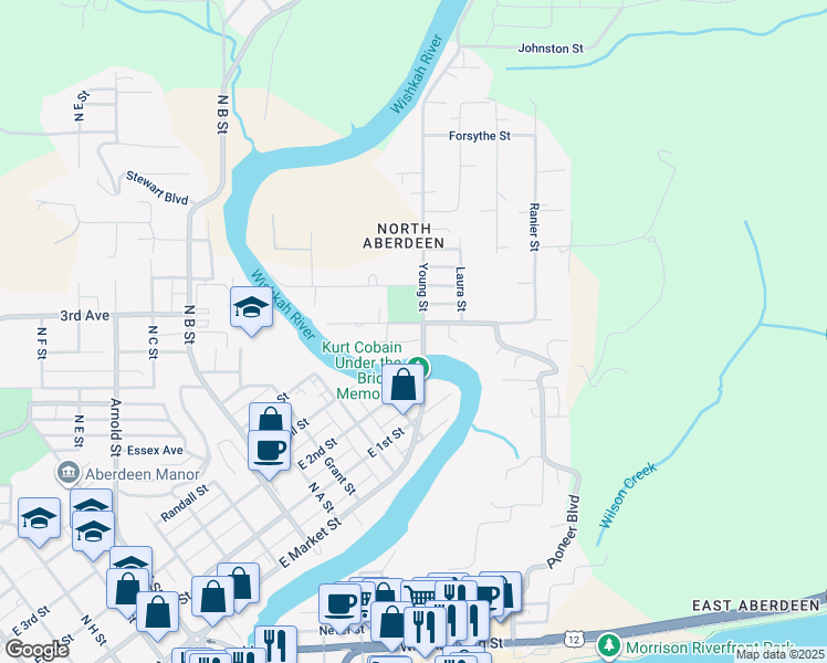 map of restaurants, bars, coffee shops, grocery stores, and more near in Aberdeen