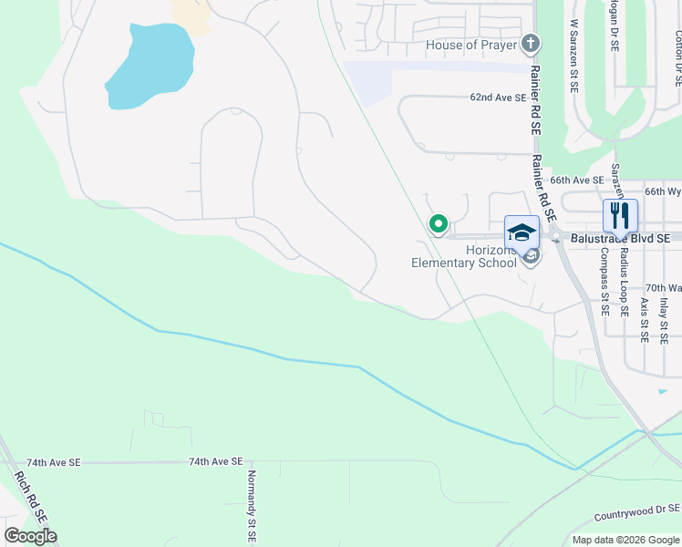 map of restaurants, bars, coffee shops, grocery stores, and more near 3930 Prestwick Lane Southeast in Olympia