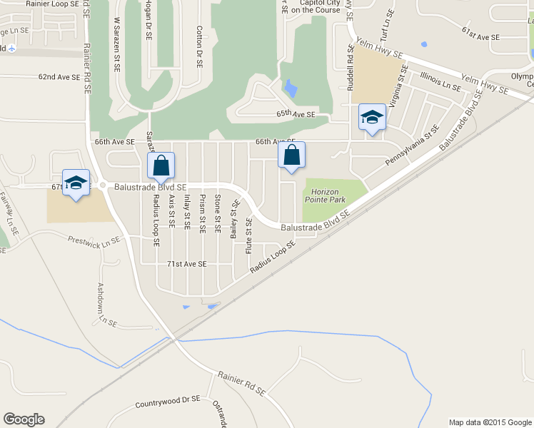 map of restaurants, bars, coffee shops, grocery stores, and more near 5456 Balustrade Boulevard Southeast in Lacey