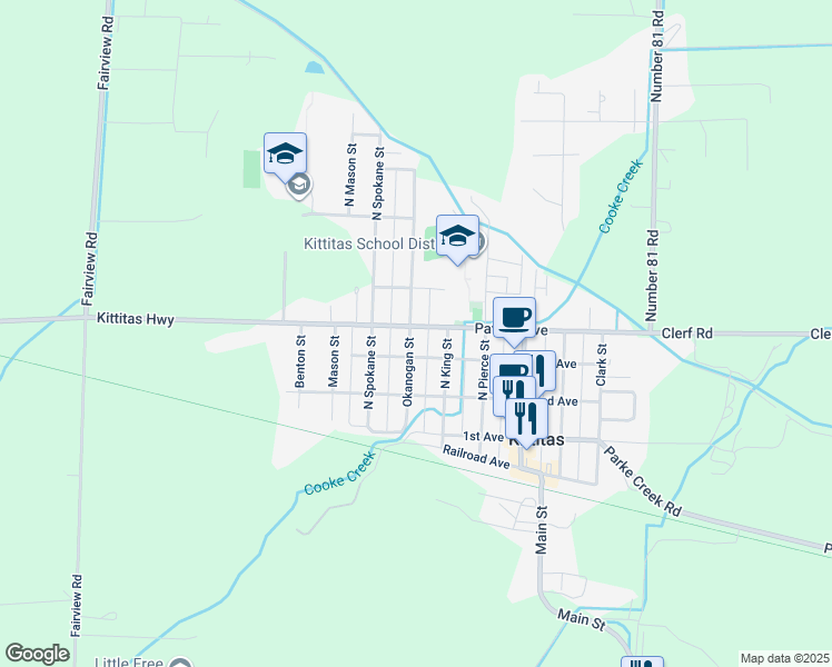 map of restaurants, bars, coffee shops, grocery stores, and more near 306 Okanogan Street in Kittitas