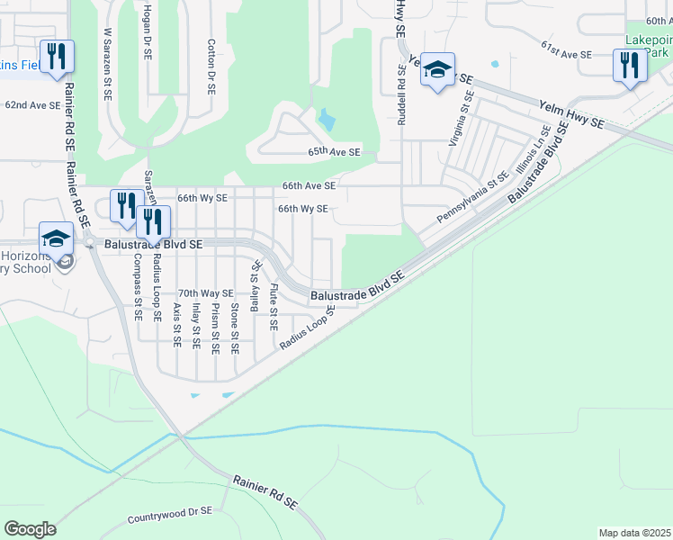 map of restaurants, bars, coffee shops, grocery stores, and more near 6938 Fresco Drive Southeast in Lacey