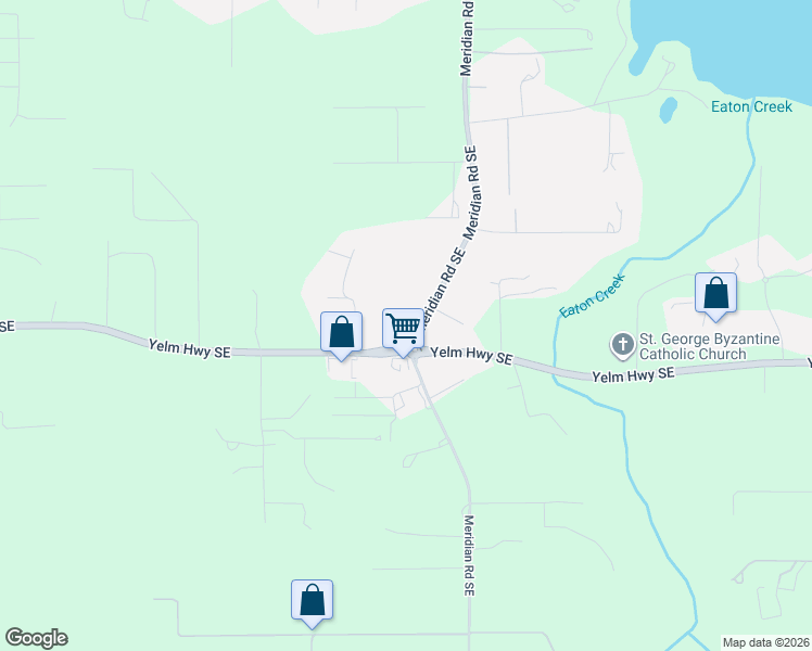 map of restaurants, bars, coffee shops, grocery stores, and more near 9341 Meridian Court Southeast in Olympia