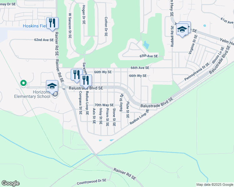 map of restaurants, bars, coffee shops, grocery stores, and more near 6933 Stone Street Southeast in Lacey