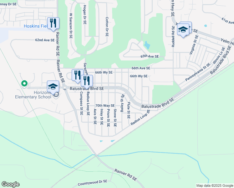 map of restaurants, bars, coffee shops, grocery stores, and more near 6908 Stone Street Southeast in Lacey