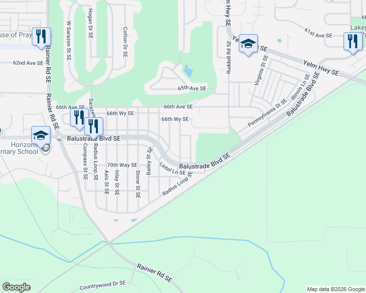 map of restaurants, bars, coffee shops, grocery stores, and more near 6941 Fresco Drive Southeast in Lacey