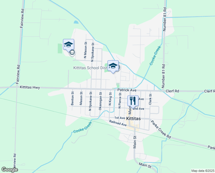 map of restaurants, bars, coffee shops, grocery stores, and more near 306 Okanogan Street in Kittitas