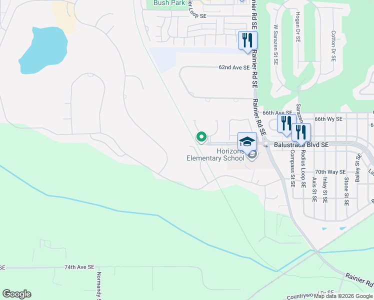 map of restaurants, bars, coffee shops, grocery stores, and more near 6849 Fairway Lane Southeast in Olympia