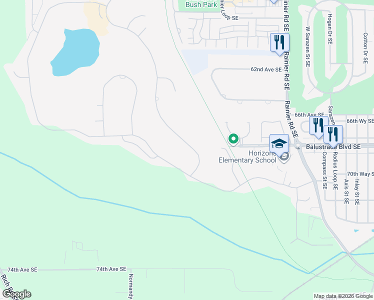 map of restaurants, bars, coffee shops, grocery stores, and more near 3930 Prestwick Lane Southeast in Olympia