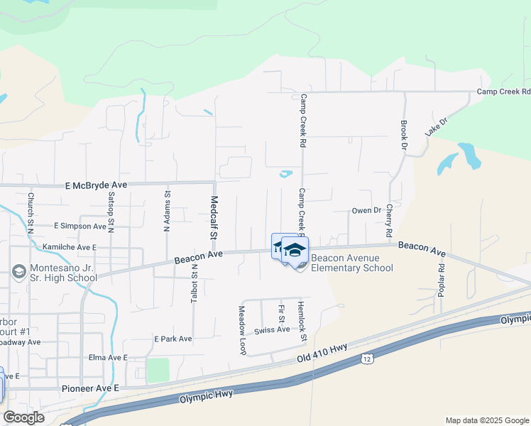map of restaurants, bars, coffee shops, grocery stores, and more near 16 Monte Cove Lane in Montesano