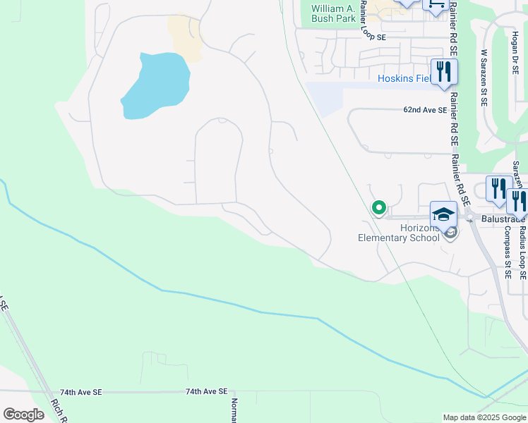 map of restaurants, bars, coffee shops, grocery stores, and more near 3912 Prestwick Lane Southeast in Olympia