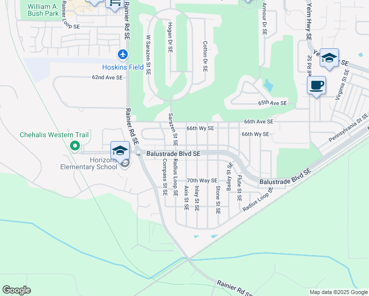 map of restaurants, bars, coffee shops, grocery stores, and more near 5106 Balustrade Boulevard Southeast in Lacey