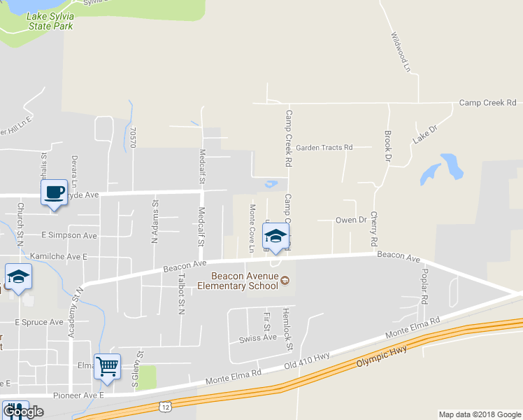 map of restaurants, bars, coffee shops, grocery stores, and more near 621 Bender Lane in Montesano