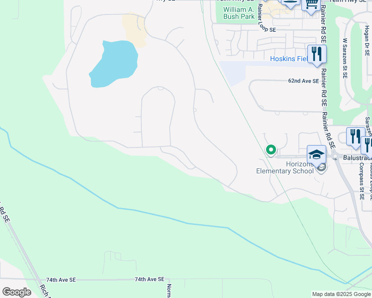 map of restaurants, bars, coffee shops, grocery stores, and more near 3912 Prestwick Lane Southeast in Olympia