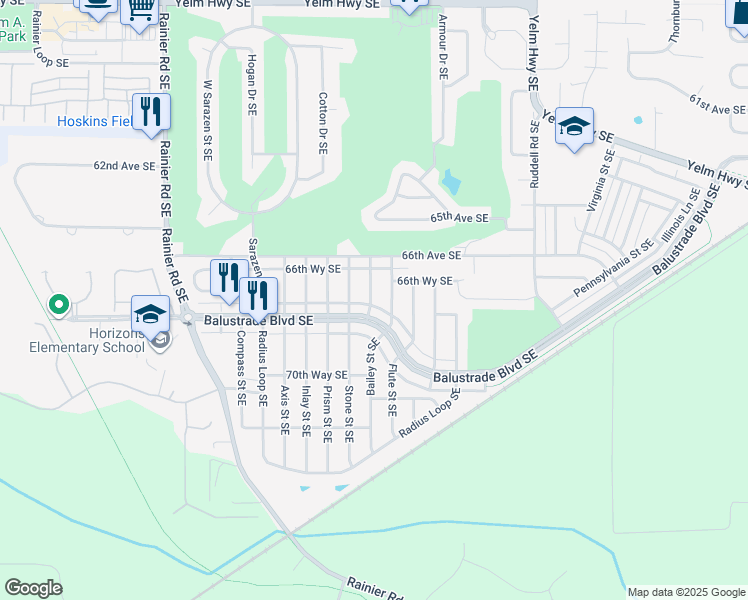 map of restaurants, bars, coffee shops, grocery stores, and more near 6824 Blade Street Southeast in Lacey