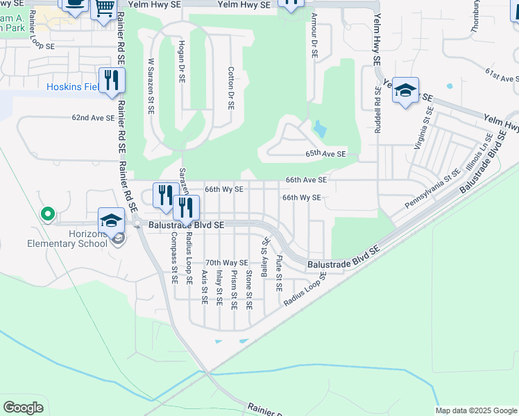 map of restaurants, bars, coffee shops, grocery stores, and more near 6824 Blade Street Southeast in Lacey
