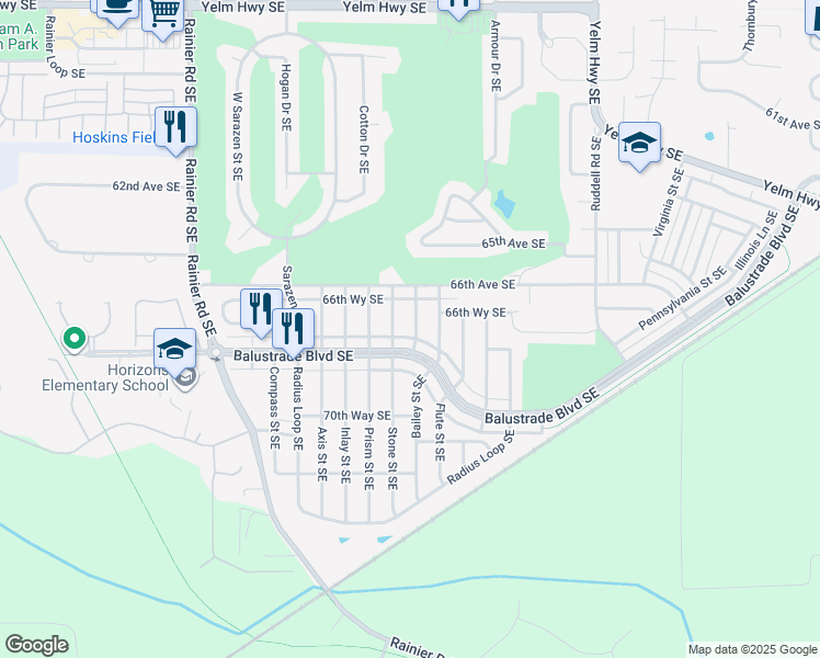 map of restaurants, bars, coffee shops, grocery stores, and more near 6824 Blade Street Southeast in Lacey