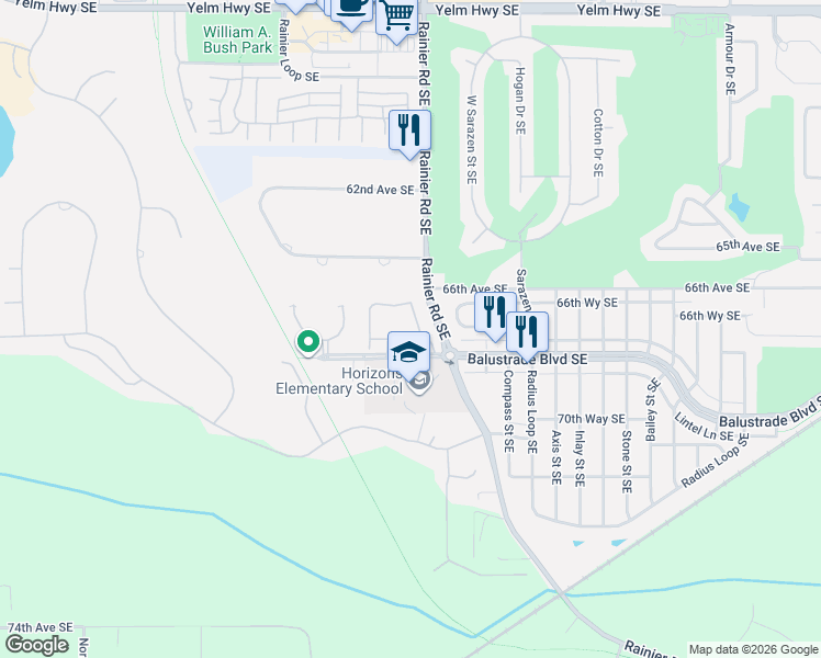 map of restaurants, bars, coffee shops, grocery stores, and more near 6645 Millstone Lane Southeast in Lacey