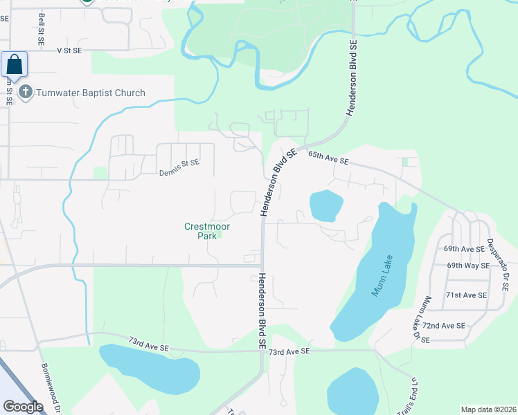 map of restaurants, bars, coffee shops, grocery stores, and more near 6717 Henderson Boulevard Southeast in Tumwater