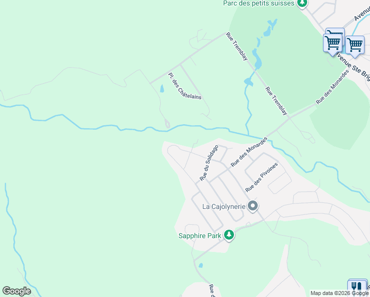 map of restaurants, bars, coffee shops, grocery stores, and more near 157 Rue des Matricaires in Sainte-Brigitte-de-Laval