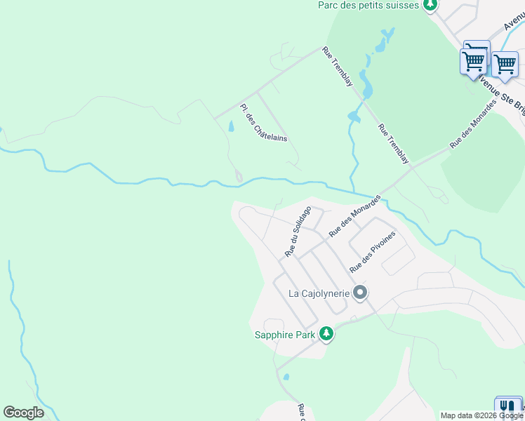 map of restaurants, bars, coffee shops, grocery stores, and more near 155 Rue des Matricaires in Sainte-Brigitte-de-Laval