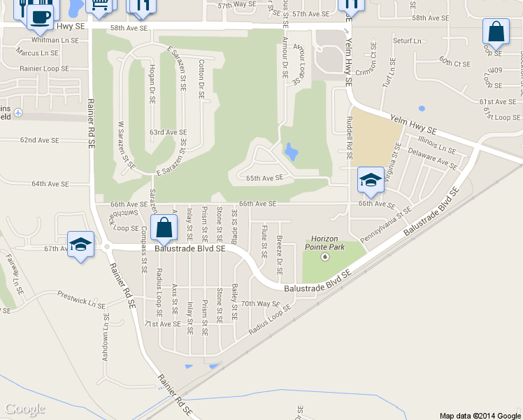 map of restaurants, bars, coffee shops, grocery stores, and more near 5289 66th Avenue Southeast in Lacey