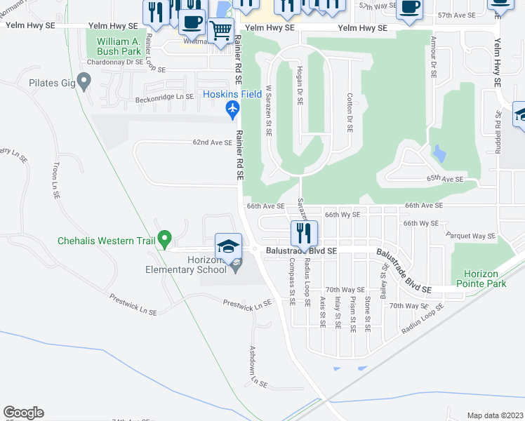 map of restaurants, bars, coffee shops, grocery stores, and more near 4861 Switchback Loop Southeast in Lacey