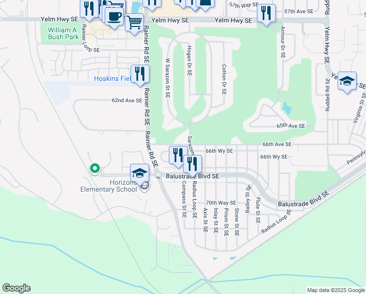 map of restaurants, bars, coffee shops, grocery stores, and more near 5007 66th Avenue Southeast in Lacey