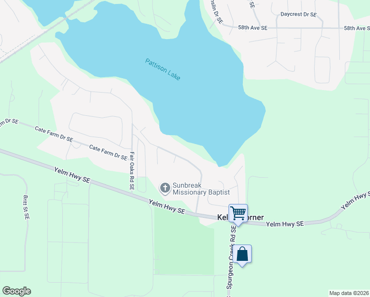 map of restaurants, bars, coffee shops, grocery stores, and more near 7844 Kelly Beach Road Southeast in Olympia