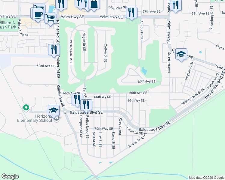 map of restaurants, bars, coffee shops, grocery stores, and more near 5140 66th Avenue Southeast in Lacey