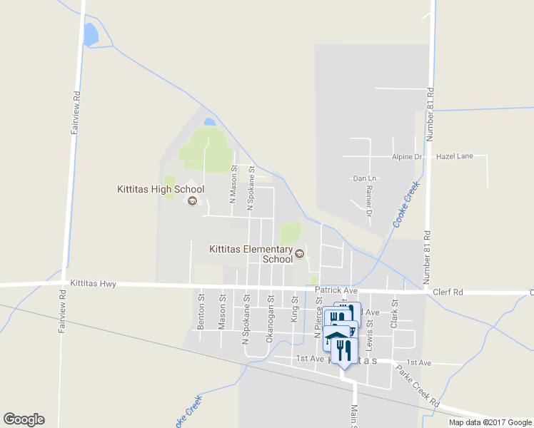 map of restaurants, bars, coffee shops, grocery stores, and more near 701 Okanogan Street in Kittitas