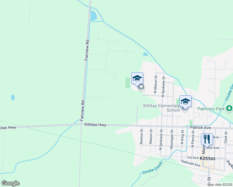 map of restaurants, bars, coffee shops, grocery stores, and more near 1886 Fairview Road in Ellensburg