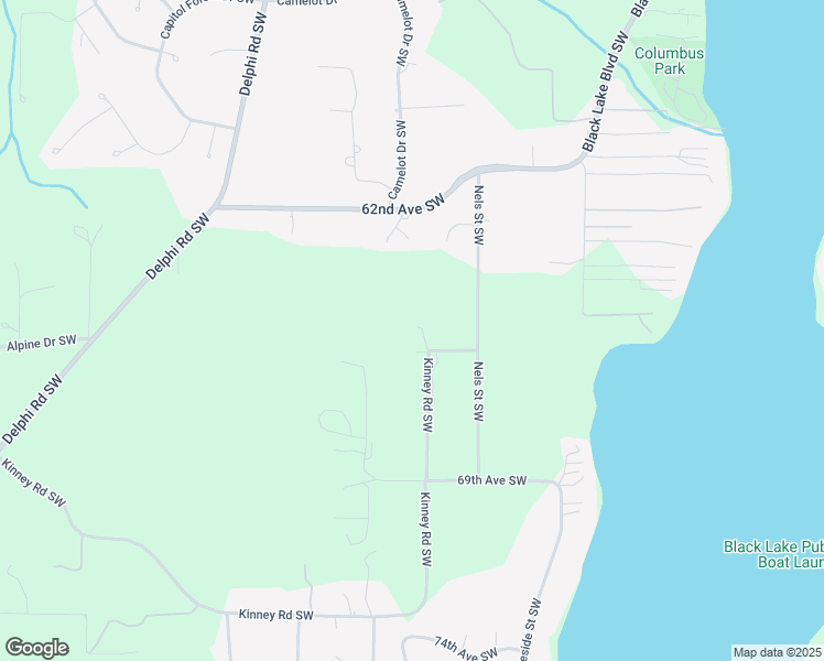 map of restaurants, bars, coffee shops, grocery stores, and more near 5134 Kinney Road Southwest in Olympia