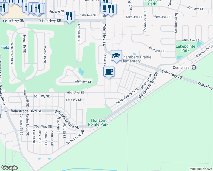 map of restaurants, bars, coffee shops, grocery stores, and more near 6608 Ruddell Road Southeast in Lacey