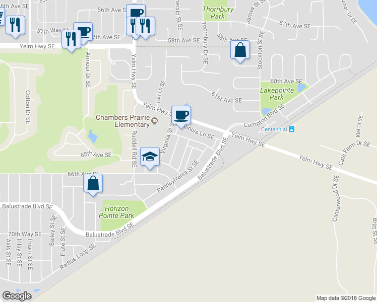 map of restaurants, bars, coffee shops, grocery stores, and more near 6510 Oklahoma Street Southeast in Olympia