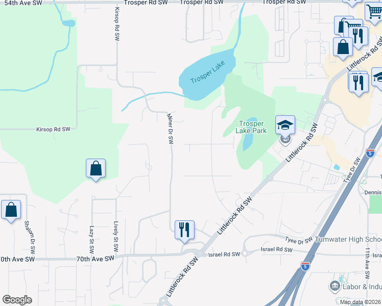 map of restaurants, bars, coffee shops, grocery stores, and more near 2326 63rd Court Southwest in Olympia