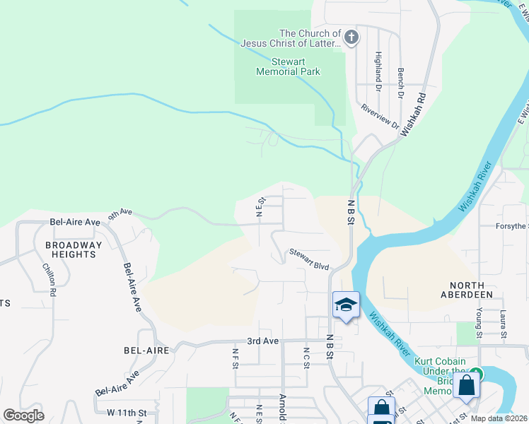 map of restaurants, bars, coffee shops, grocery stores, and more near 608 10th Avenue in Aberdeen