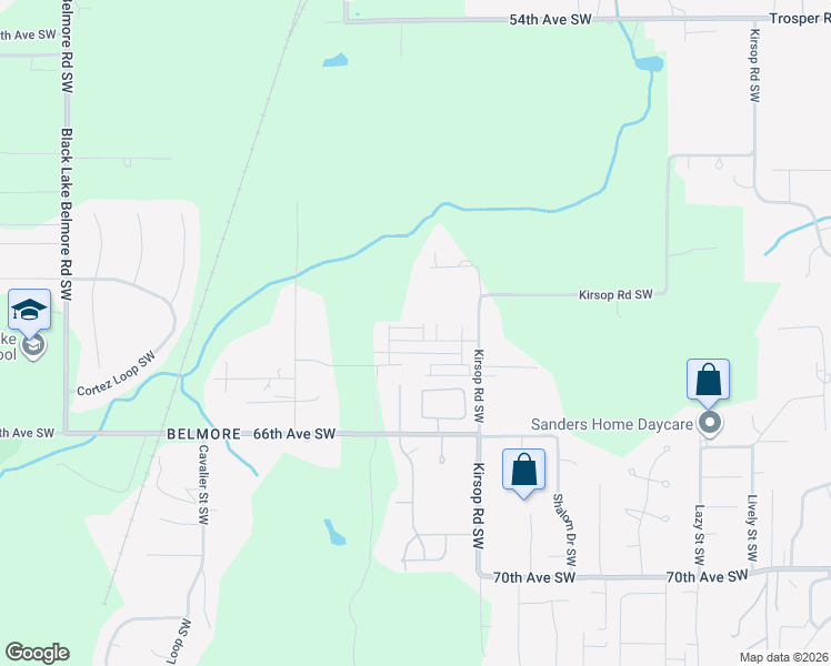 map of restaurants, bars, coffee shops, grocery stores, and more near 3314 63rd Avenue Southwest in Tumwater