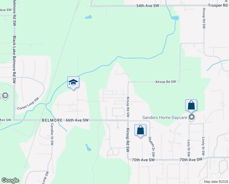map of restaurants, bars, coffee shops, grocery stores, and more near 3314 63rd Avenue Southwest in Tumwater