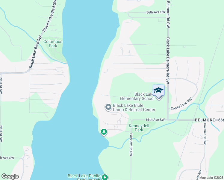 map of restaurants, bars, coffee shops, grocery stores, and more near 6241 Black Lake Belmore Road Southwest in Olympia
