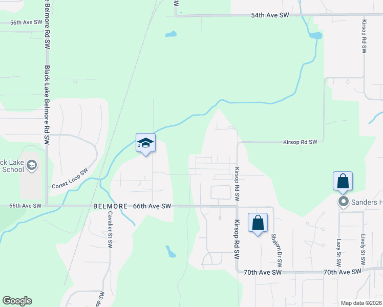 map of restaurants, bars, coffee shops, grocery stores, and more near 6221 Lanai Street Southwest in Olympia