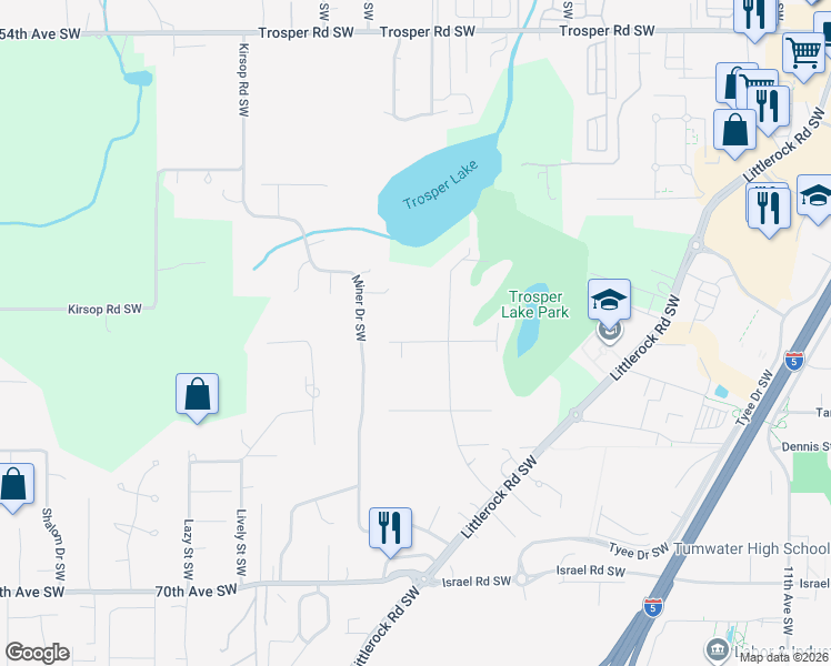 map of restaurants, bars, coffee shops, grocery stores, and more near 2326 63rd Court Southwest in Olympia