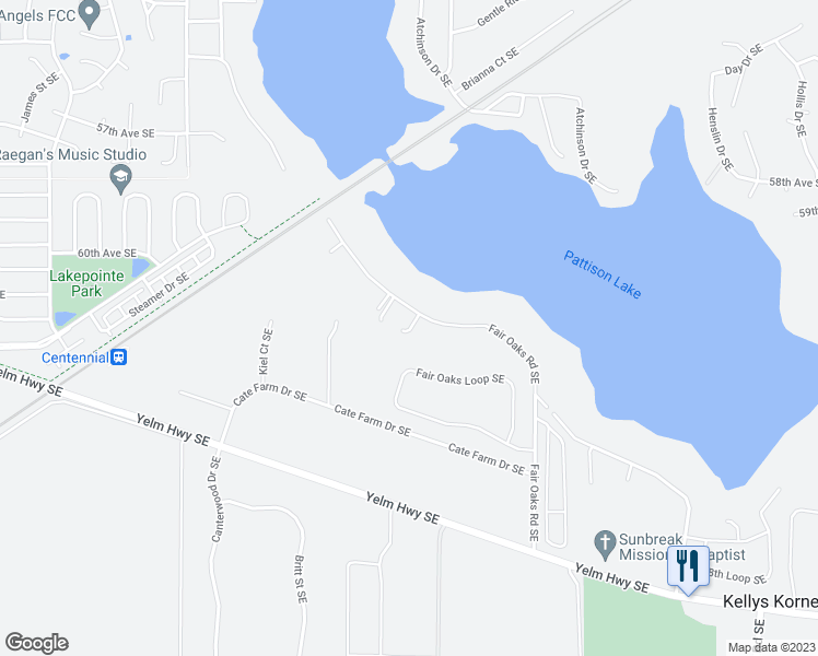 map of restaurants, bars, coffee shops, grocery stores, and more near 7443 Fair Oaks Road Southeast in Olympia