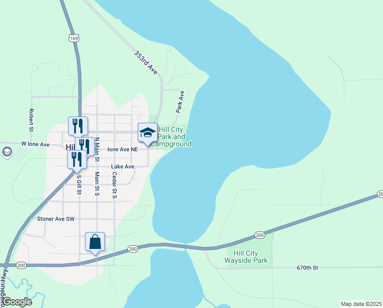 map of restaurants, bars, coffee shops, grocery stores, and more near 300 Park Avenue in Hill City
